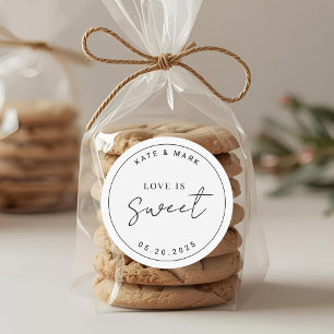 Sticker Rond Cadeau de mariage Minimaliste Love is Sweet