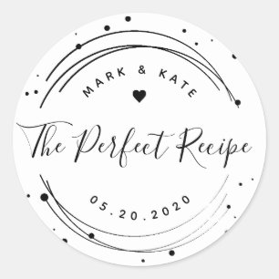 Sticker Rond Cadeau de Mariage Moderne Circulaire La Recette Pa