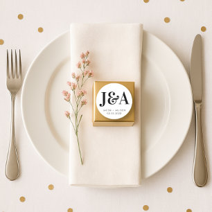 Sticker Rond cadeau de mariage monogramme élégant