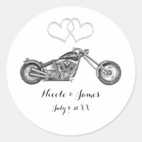 Cadeau de mariage motard pour moto et coeurs argen