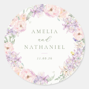 Sticker Rond Cadeau de mariage Pastel Garden