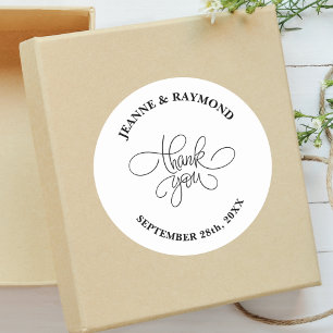 Sticker Rond Cadeau de Mariage Personnalisé Calligraphie de Rem