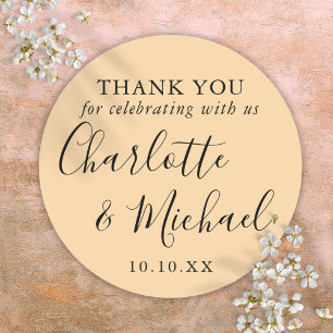 Sticker Rond Cadeau de mariage personnalisé Champagne Merci