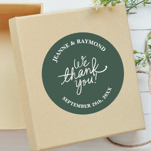 Sticker Rond Cadeau de Mariage Personnalisé Vert Sauge Nous Vou