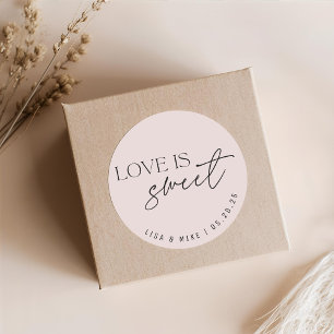 Sticker Rond Cadeau de mariage Pink Love is Sweet