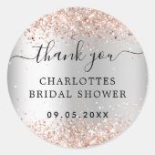 Sticker Rond Cadeau de mariage rose argent or merci  (Devant)
