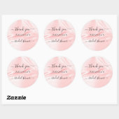 Sticker Rond Cadeau de mariage rose blush soie satin nom merci (Feuille)