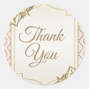 Sticker Rond Cadeau de mariage Rose & Or Nuits arabes marocaine