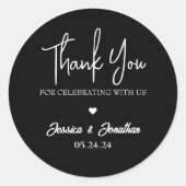 Sticker Rond Cadeau de Mariage Simple Élégant Merci (Devant)