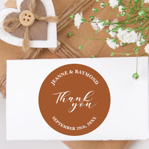 Sticker Rond Cadeau de Mariage Simple Minimaliste en Terracotta