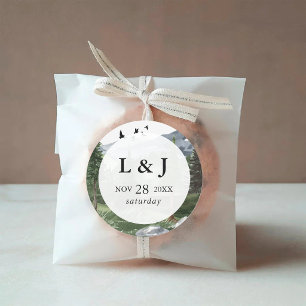 Sticker Rond Cadeau de mariage sur le thème de l'aquarelle de l