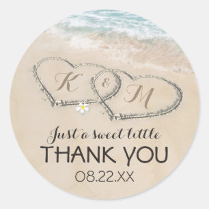 Sticker Rond Cadeau de mariage tropical vintage plage cœur riva