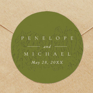 Sticker Rond Cadeau de mariage Vert mousse du parc national de 