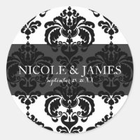 Cadeau de mariage vintage damassé noir et blanc