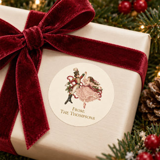Sticker Rond Cadeau de Noël Casse-Noisette Ballet Vintage