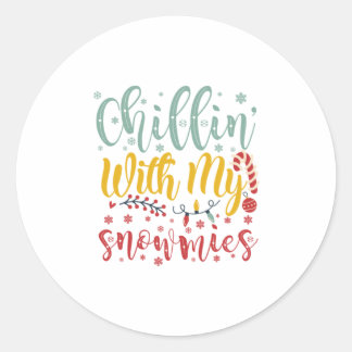 Sticker Rond Cadeau de Noël | Chillin avec mes neiges