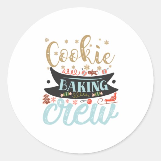 Sticker Rond Cadeau de Noël | Cookie Baking Crew (Devant)