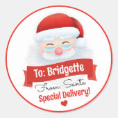 Sticker Rond Cadeau de Noël du Père Noël Rouge mignon (Devant)