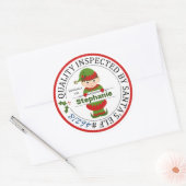 Sticker Rond Cadeau de Noël inspecté par Père Noël Elf (Enveloppe)