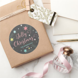 Sticker Rond Cadeau de Noël Jolly coloré