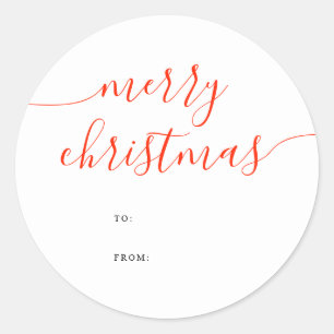 Sticker Rond Cadeau de Noël minimaliste calligraphié