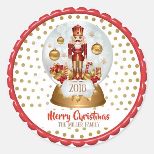Sticker Rond Cadeau de Noël Nutcracker (Devant)