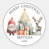 Sticker Rond Cadeau de Noël personnalisé (Devant)