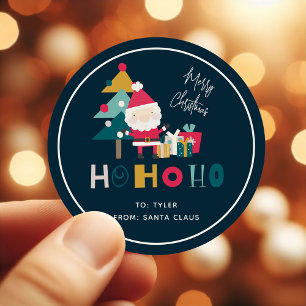 Sticker Rond Cadeau de Noël pour enfants mignon Ho Ho Ho