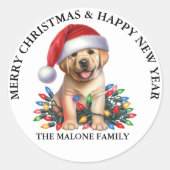Sticker Rond Cadeau de Noël pour votre Labrador d'or (Devant)