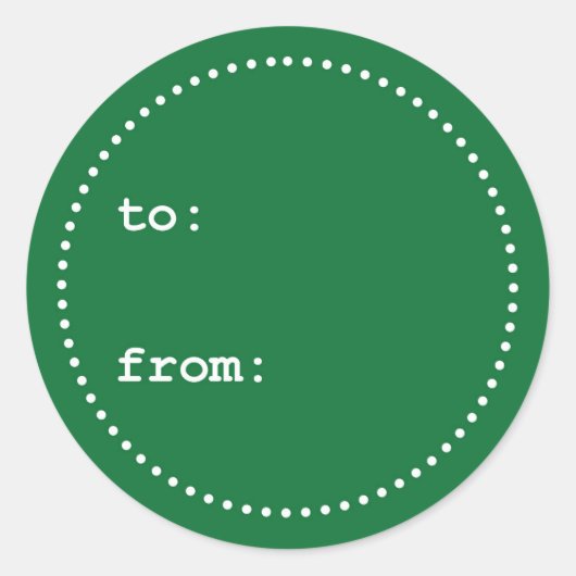 Sticker rond cadeau de Noël vert et blanc (Devant)