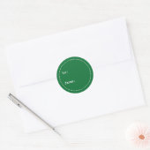 Sticker rond cadeau de Noël vert et blanc (Enveloppe)