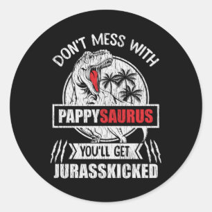 Sticker Rond Cadeau de Pappysaurus dinosaure pour grand-père et