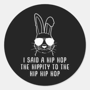 Sticker Rond Cadeau de Pâques lapin lunettes de soleil Hip-hop