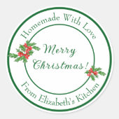 Sticker Rond Cadeau de pâtisserie de vacances modifiable Vert J (Devant)