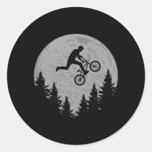 Sticker Rond Cadeau de pilote de style lunaire de vélo de terre