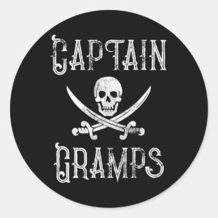 Sticker Rond Cadeau de pirate de navigation personnalisé Capita
