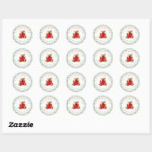 Sticker Rond Cadeau de pot de confiture de fraise pour mariage (Feuille)