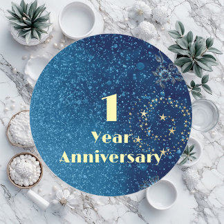 Sticker Rond Cadeau de premier anniversaire de mariage avec un