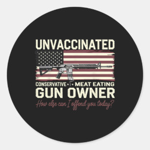 Sticker Rond Cadeau de propriétaire d'arme Drapeau USA Amendeme