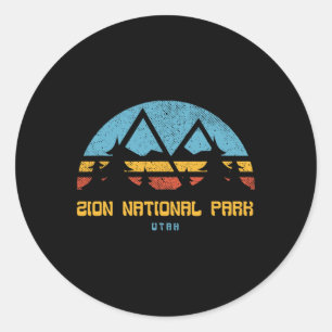Sticker Rond Cadeau de randonnée vintage rétro Parc national de
