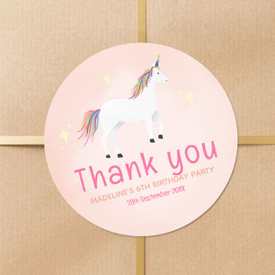 Sticker Rond Cadeau de remerciement d'anniversaire licorne mign