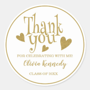 Sticker Rond Cadeau de remerciement de fête de fin d'études en 