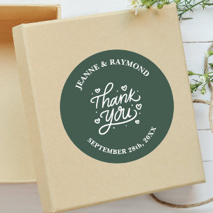 Sticker Rond Cadeau de Remerciement de Mariage Avec Amour Vert 