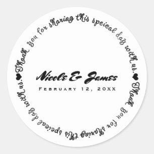 Sticker Rond Cadeau de remerciement de mariage chic moderne noi