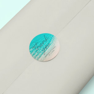 Sticker Rond Cadeau de remerciement de mariage Destination plag