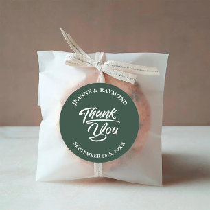 Sticker Rond Cadeau de Remerciement de Mariage Élégant Vert Sau
