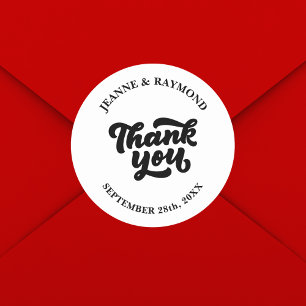 Sticker Rond Cadeau de Remerciement de Mariage Minimaliste Élég