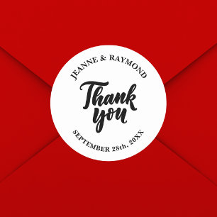 Sticker Rond Cadeau de Remerciement de Mariage Minimaliste Pers