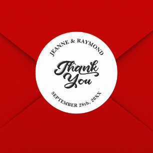 Sticker Rond Cadeau de Remerciement de Mariage Personnalisé Élé