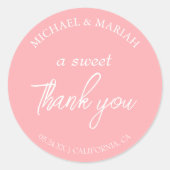 Sticker Rond Cadeau de Remerciement de Mariage Simple Élégant (Devant)